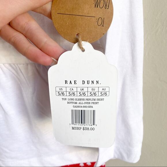 NWT Rae Dunn Girls Fa La‎ La Christmas Matching Top Leggings 2-Piece Set - Picture 4 of 5